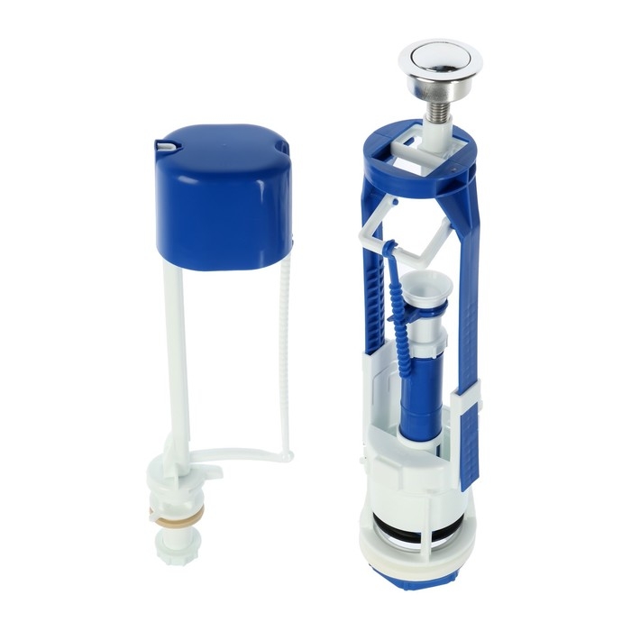 Арматура для смывных бачков "РБМ" АС-17.2М, с нижним плоским донным клапаном, кнопка хром