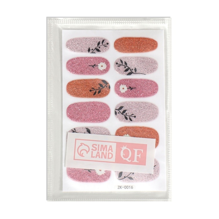 Лаковые полоски для маникюра, 12 шт, с блёстками, цвет розовый/серебристый/оранжевый Лаковые полоски для маникюра, 12 шт, с блёстками, цвет розовый/серебристый/оранжевый