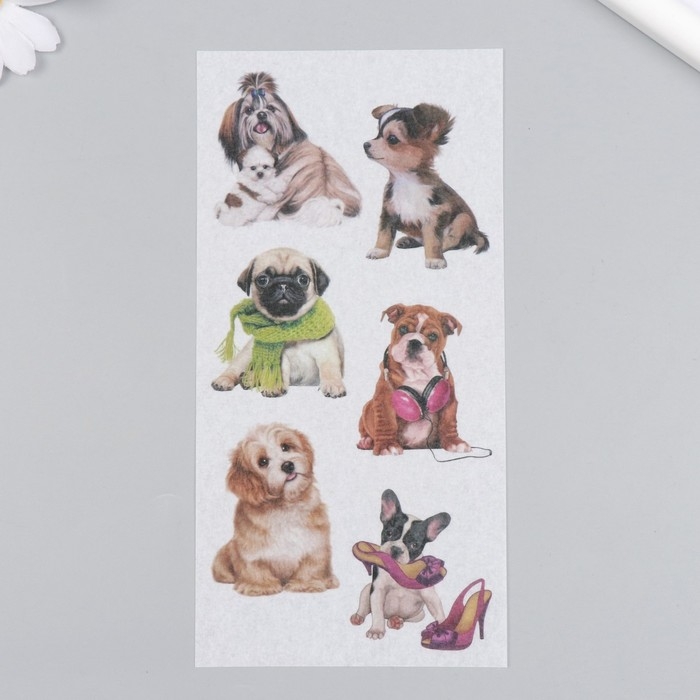 Наклейки для творчества бумага Наклейки для творчества бумага "Собачки" набор 3 листа 10х20 см
