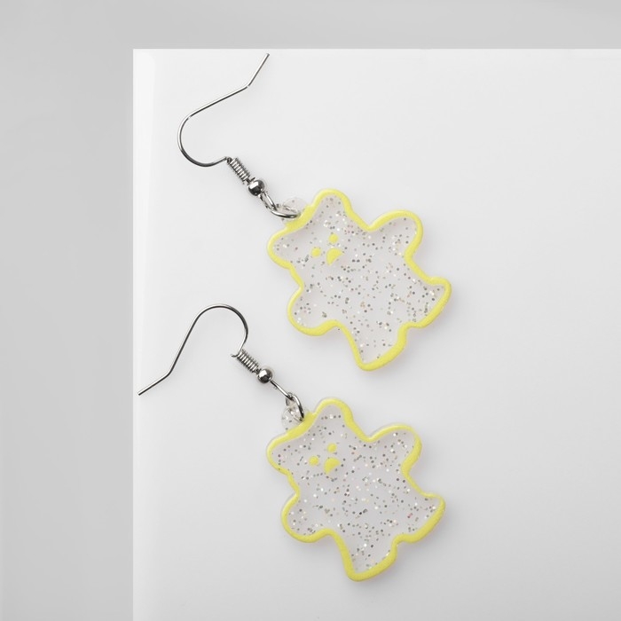 Серьги акрил «Мишка» в блёстках, цвет радужно-жёлтый в серебре Серьги акрил «Мишка» в блёстках, цвет радужно-жёлтый в серебре