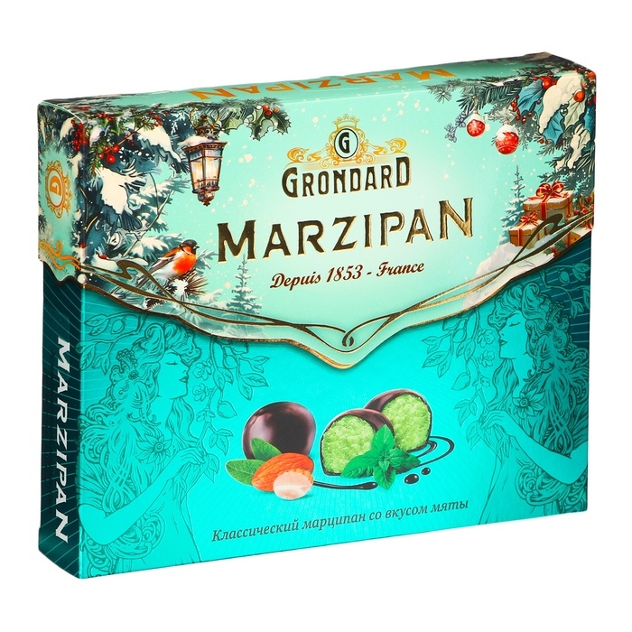 Конфеты глазированные Конфеты глазированные "Марципановые со вкусом мяты" 126 г, Новый год