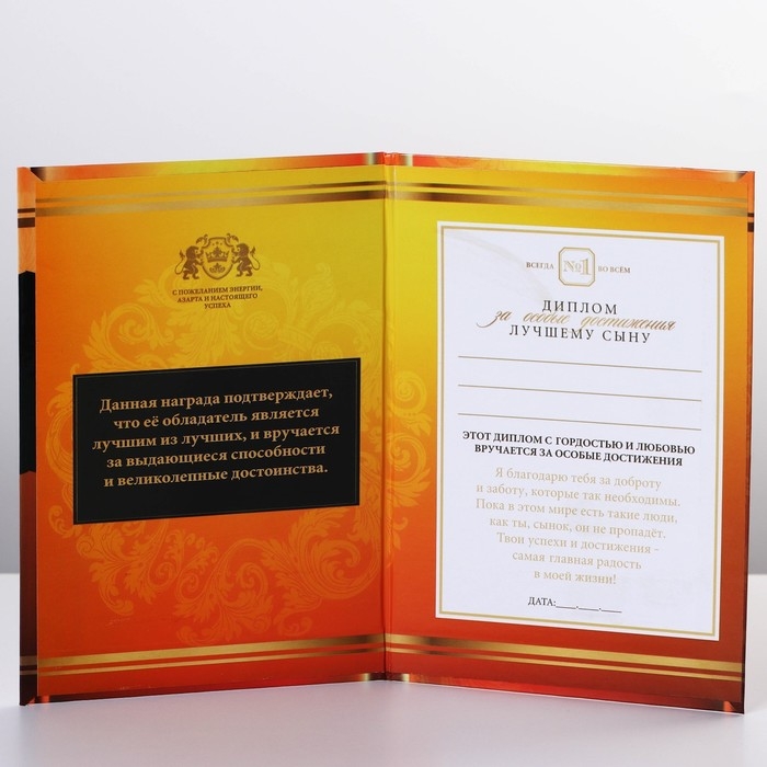 Диплом &laquo;Лучшему сыну&raquo;, А6, 16 х 11,3 см.