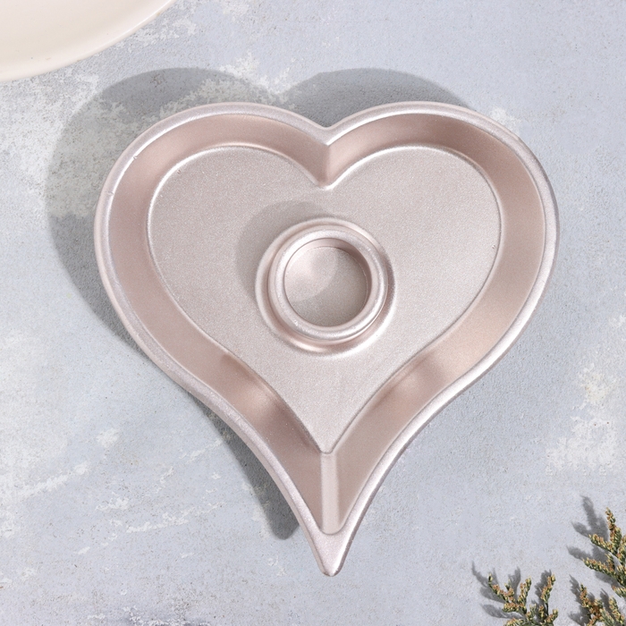 Подсвечник Подсвечник "Сердце" из гипса,14х2,5см,шампань