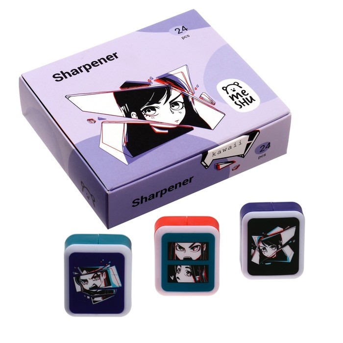 Точилка пластиковая MESHU Kawaii, 1 отверстие, МИКС Точилка пластиковая MESHU Kawaii, 1 отверстие, МИКС