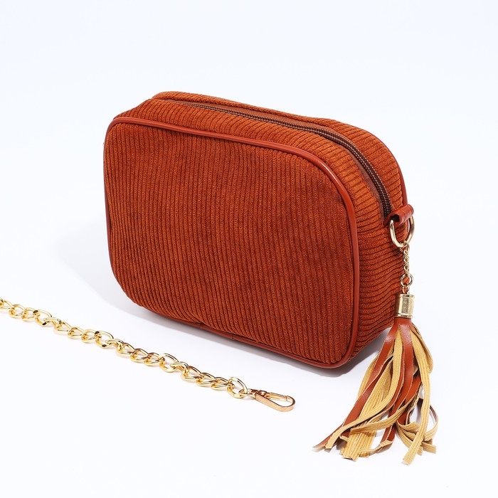 Сумка кросс-боди на молнии, цвет рыжий