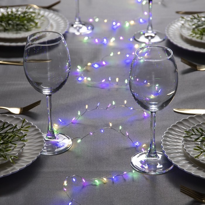 Гирлянда «Мишура» 2 м роса, IP20, серебристая нить, 100 LED, свечение мульти, USB Гирлянда «Мишура» 2 м роса, IP20, серебристая нить, 100 LED, свечение мульти, USB