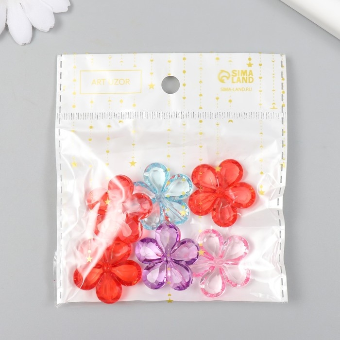 Бусины для творчества пластик Бусины для творчества пластик "Цветы с гранями" прозрачные набор 20 гр 0,7х2,9х2,9 см
