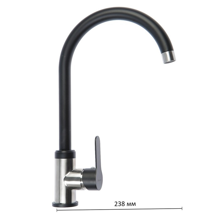 Смеситель для кухни Accoona A48107F, однорычажный, с гайкой, нерж.сталь, черный/хром Смеситель для кухни Accoona A48107F, однорычажный, с гайкой, нерж.сталь, черный/хром