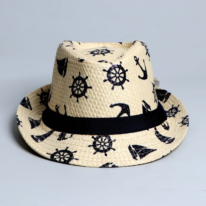 Панама детская соломенная для мальчика «Морская»,р-р 52-54 Панама детская соломенная для мальчика «Морская»,р-р 52-54