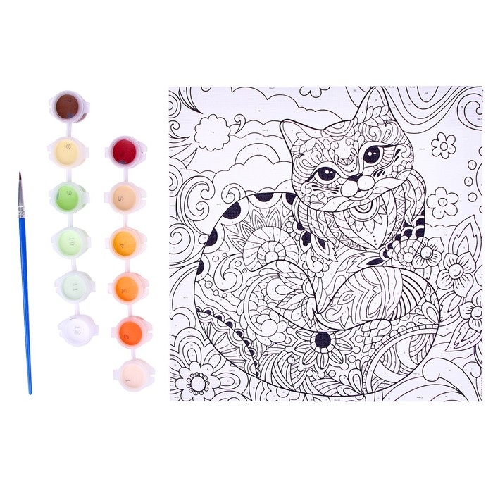 Картина по номерам на холсте с подрамником «Грациозная кошка», 20 х 20 см