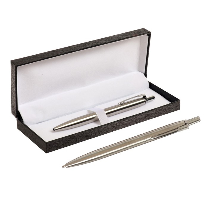 Ручка подарочная шариковая Calligrata, в кожзам футляре ПБ J, автоматическая, корпус серебристый Ручка подарочная шариковая Calligrata, в кожзам футляре ПБ J, автоматическая, корпус серебристый