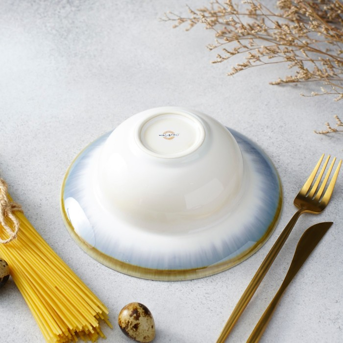 Тарелка фарфоровая для пасты Magistro «Пэвэти», 800 мл, d=19,5 см, цвет голубой Тарелка фарфоровая для пасты Magistro «Пэвэти», 800 мл, d=19,5 см, цвет голубой