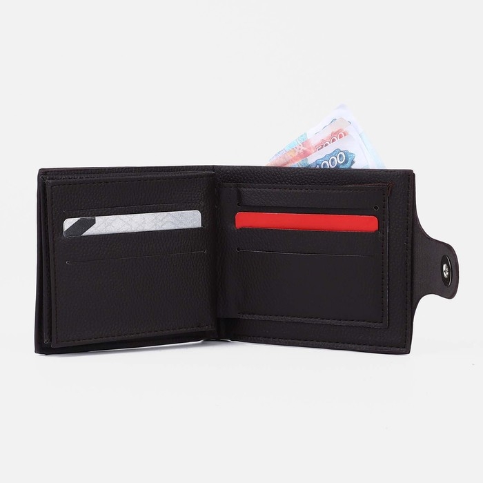 Портмоне мужское на магните, отдел для купюр, для монет, для карт, цвет тёмно-коричневый Портмоне мужское на магните, отдел для купюр, для монет, для карт, цвет тёмно-коричневый