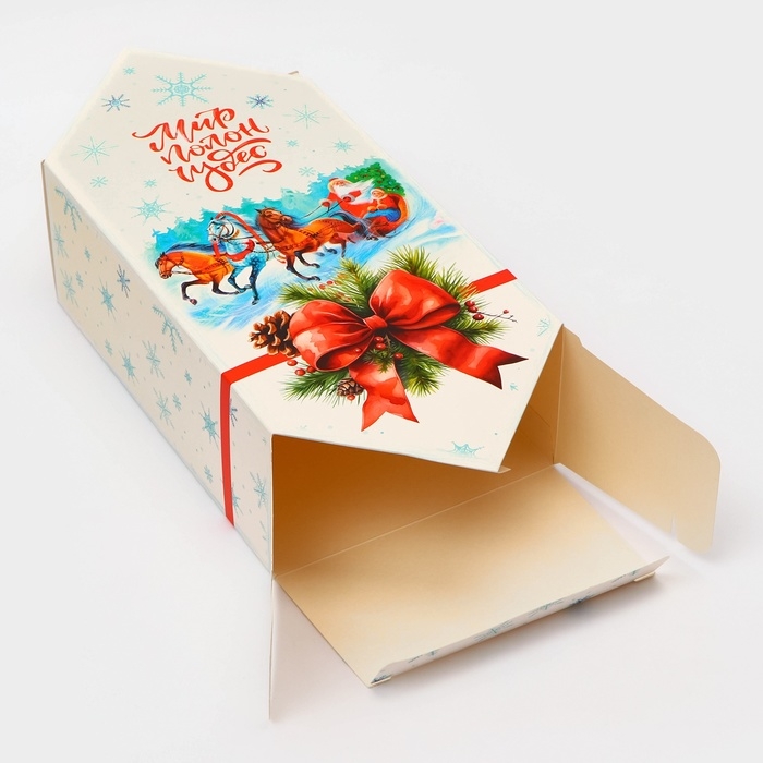 Новый год. Подарочная коробка - конфета новогодняя складная «Мир полон чудес», 18 х 28 х 10 см. Новый год. Подарочная коробка - конфета новогодняя складная «Мир полон чудес», 18 х 28 х 10 см.