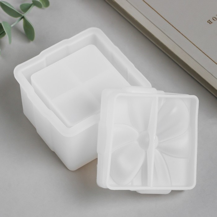 Молд силикон Молд силикон "Шкатулка - бантик прямоугольная" с крышкой 7,7х7,6х6,6 см