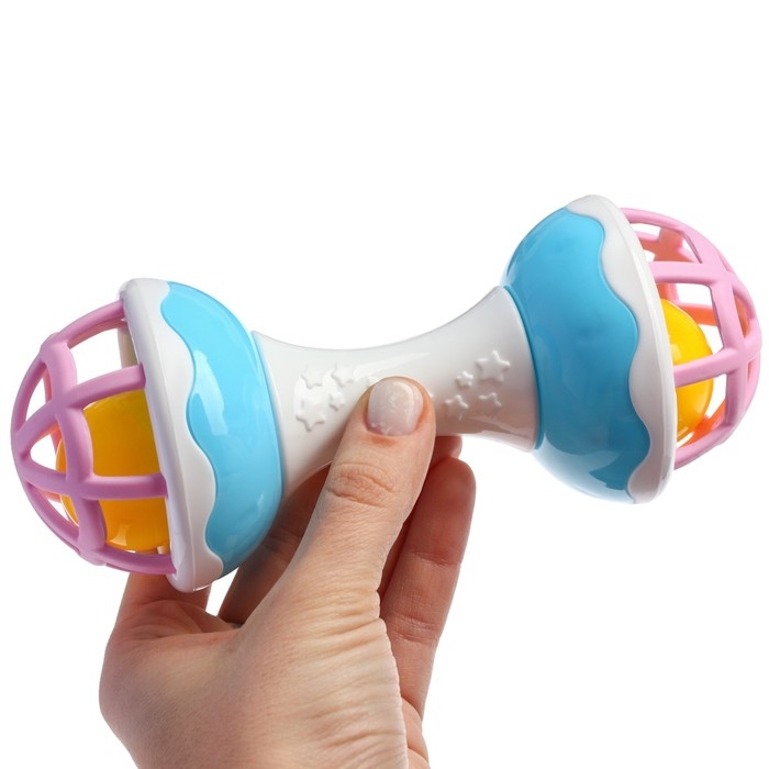 Погремушка «Гантелька», с эластичными элементами, 17 см, Крошка Я Погремушка «Гантелька», с эластичными элементами, 17 см, Крошка Я