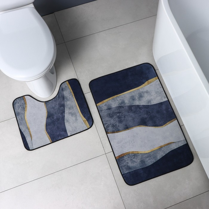 Коврики для ванной и туалета Доляна «Вега», 2 шт: 50×80 см, 50×40 см