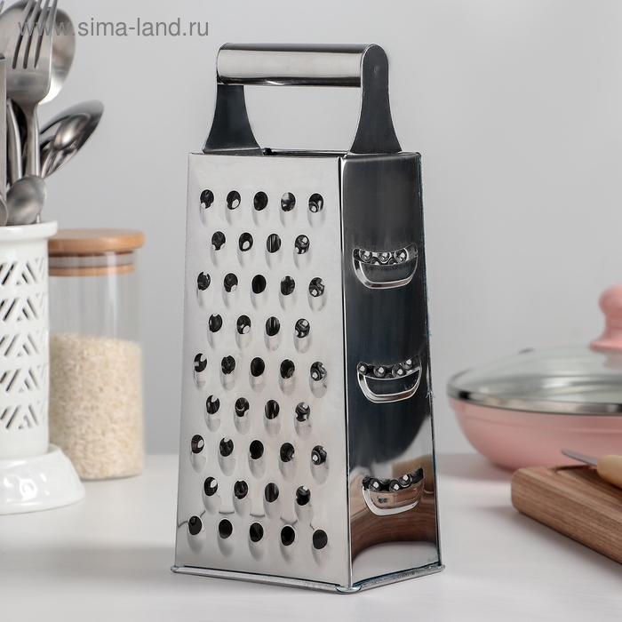 Тёрка четырёхгранная Доляна «Металлик», 10×7,5×23,5 см, цвет хромированный Тёрка четырёхгранная Доляна «Металлик», 10×7,5×23,5 см, цвет хромированный