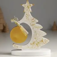 Фигура "Ёлочка с шаром" 20х7,5х14,5 см, белый с золотом