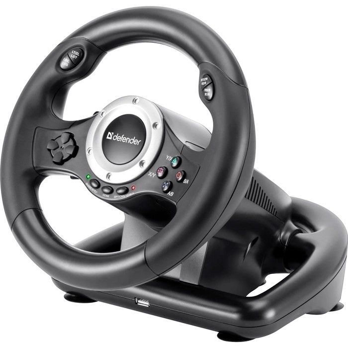 Руль Defender Turbo Pro, проводной, вибрация, для PC, 2 педали, USB Руль Defender Turbo Pro, проводной, вибрация, для PC, 2 педали, USB