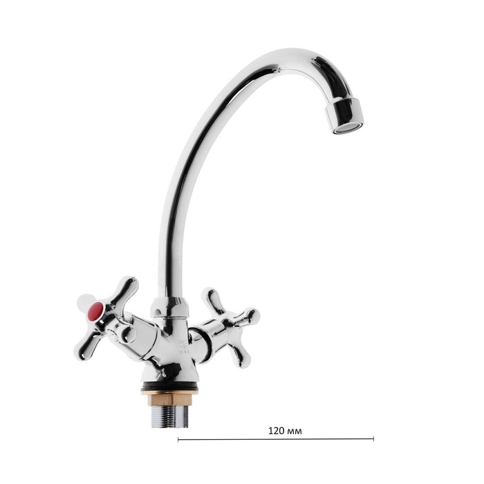 Смеситель для раковины  Смеситель для раковины "Центр Сантехники" 11457, двухвентильный, на гайке, высокий излив, хром