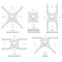 Кронштейн ONKRON M4, для ТВ, наклонно-поворотный, 32"-65", 55-500 мм от стены, белый