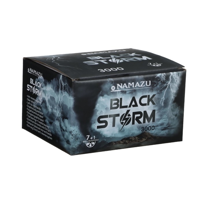 Катушка б/ин Namazu Black Storm BST3000, 7+1 подшипник, 5.1:1, металлическая шпуля + запасная Катушка б/ин Namazu Black Storm BST3000, 7+1 подшипник, 5.1:1, металлическая шпуля + запасная