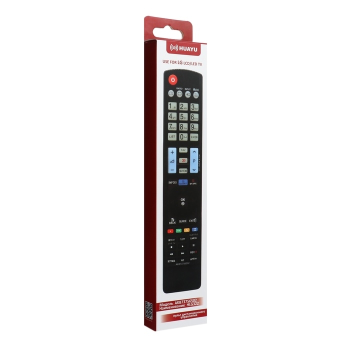 Пульт ДУ Huayu LCD AKB73756502, Для ТВ LG, универсальный, черный Пульт ДУ Huayu LCD AKB73756502, Для ТВ LG, универсальный, черный