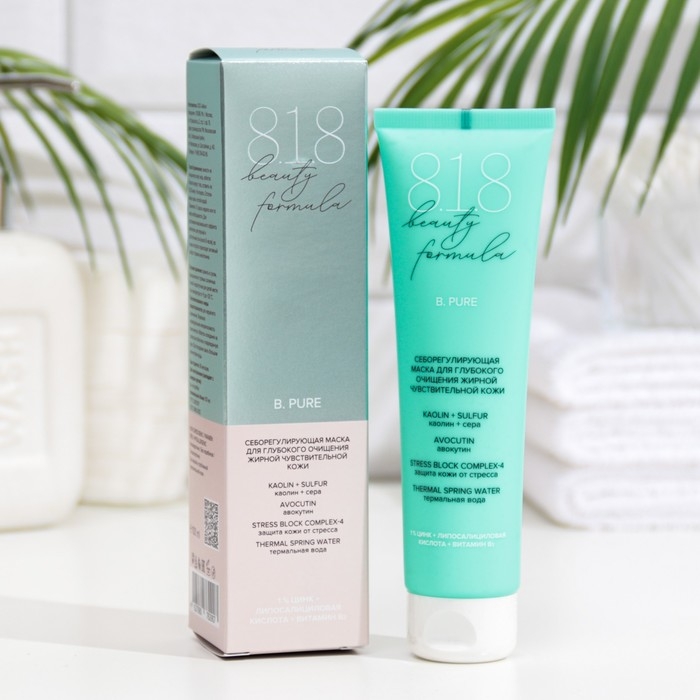 Маска для глубокого очищения жирной чувствительной кожи 818 beauty formula estiqe, 100 мл Маска для глубокого очищения жирной чувствительной кожи 818 beauty formula estiqe, 100 мл