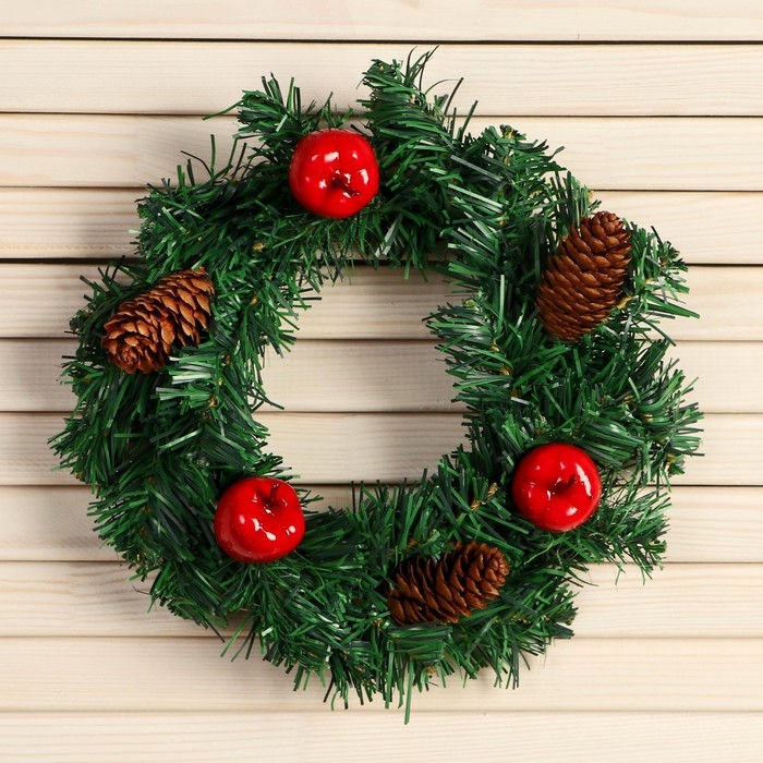 Венок новогодний d-19 см  Венок новогодний d-19 см "Уютная сказка" яблоки шишки