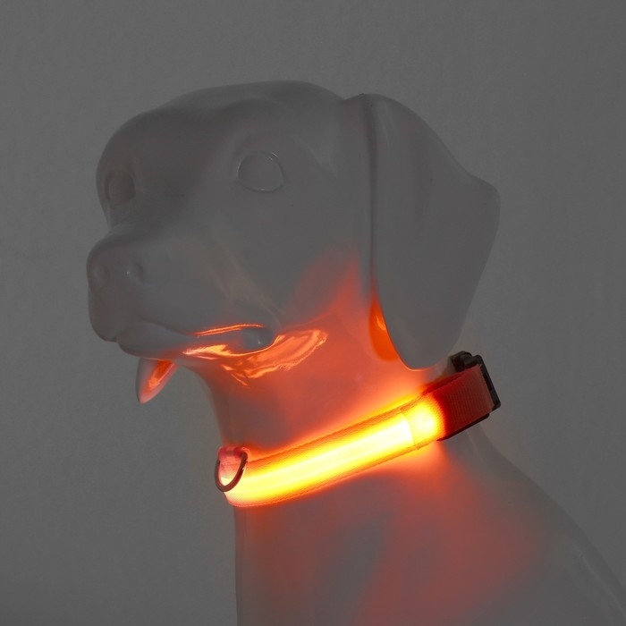 Ошейник с подсветкой размер XL, ОШ 52-60 х 2,5 см, 3 режима свечения оранжевый Ошейник с подсветкой размер XL, ОШ 52-60 х 2,5 см, 3 режима свечения оранжевый