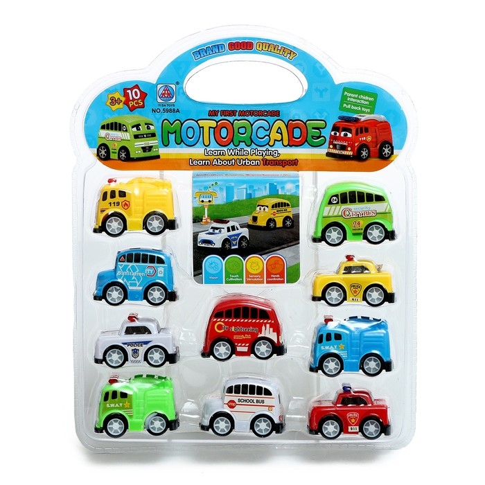 Набор машинок «Городской транспорт», инерция, 10 штук Набор машинок «Городской транспорт», инерция, 10 штук