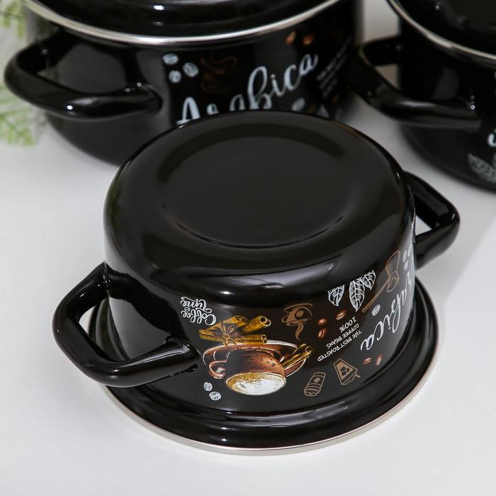 Набор эмалированных кастрюль «Арабика-1», 3 предмета: 1 л, 1,5 л, 2,3 л, индукция Набор эмалированных кастрюль «Арабика-1», 3 предмета: 1 л, 1,5 л, 2,3 л, индукция