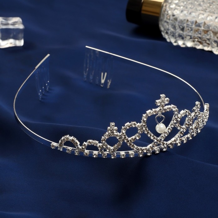 Диадема для волос Диадема для волос "Феерия" сердце, h-4 см, серебро