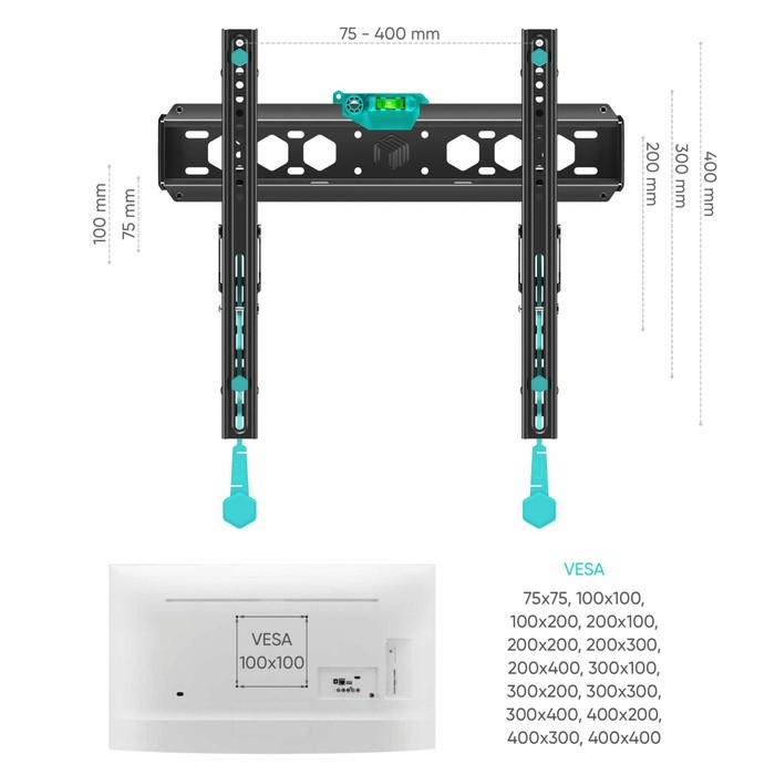 Кронштейн ONKRON TM5, для ТВ, наклонный, 32 Кронштейн ONKRON TM5, для ТВ, наклонный, 32"-70", 35-145 мм от стены, черный