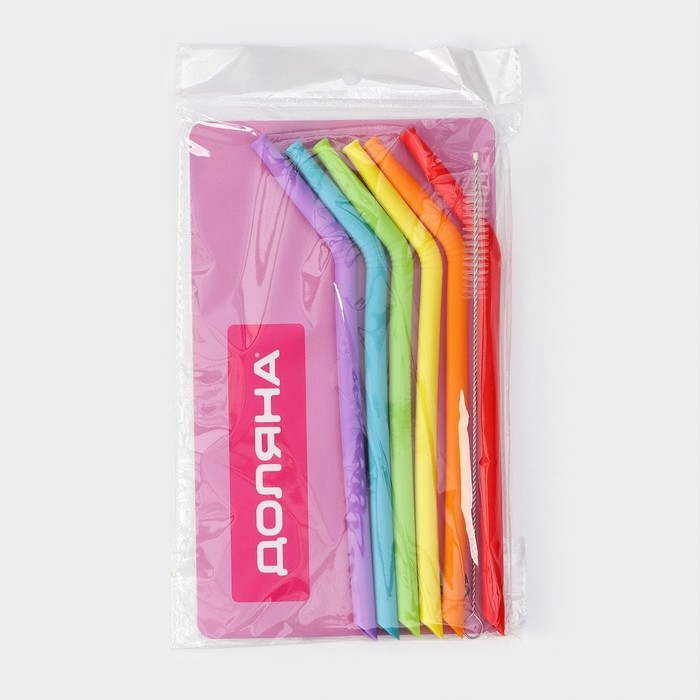 Трубочки силиконовые для напитков Доляна, 6 трубочек (1×21,5 см), ёршик Трубочки силиконовые для напитков Доляна, 6 трубочек (1×21,5 см), ёршик