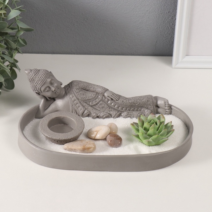 Сад Дзен  Сад Дзен "Статуя лежащего будды" серый, песок 25х15,5х8 см