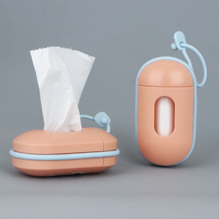 Контейнер с пакетами для уборки за собакой «Жизнь прекрасна», цвет персиковый Контейнер с пакетами для уборки за собакой «Жизнь прекрасна», цвет персиковый