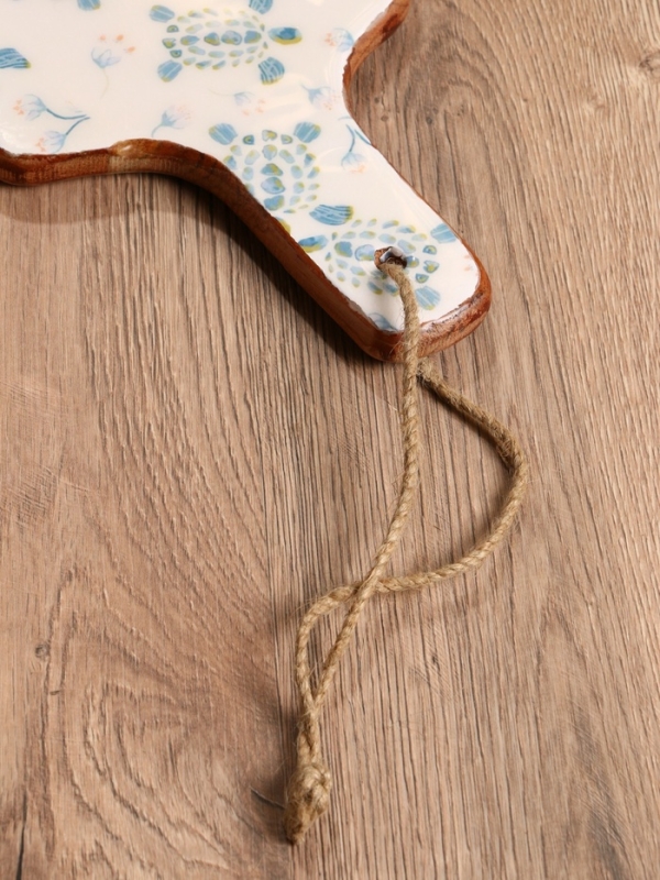 Доска разделочная прямоугольная "Черепаха и цветы" дерево манго 41х18 см