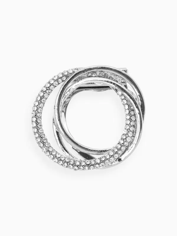 Зажим для платка &laquo;Круг&raquo;, белый в серебре