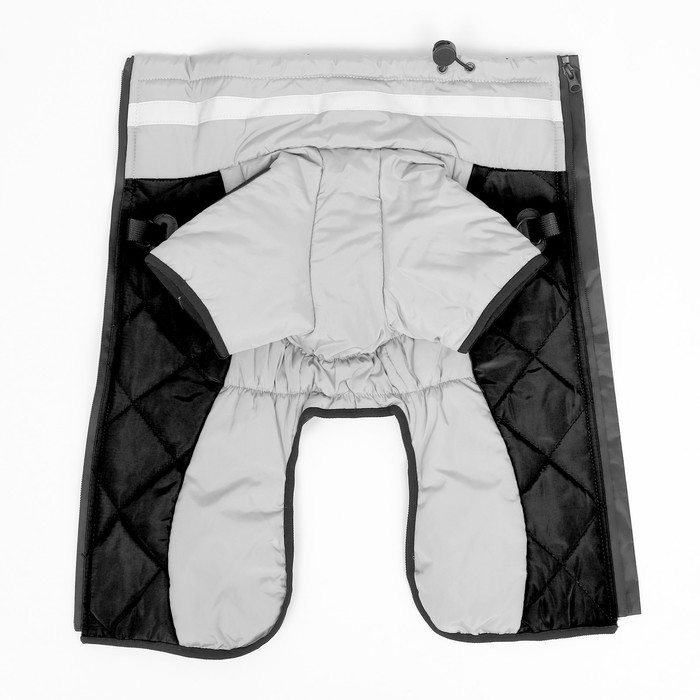 Куртка для больших собак, мембрана, 4XL (ДС 55, ОШ 53, ОГ 73см), серо-чёрная