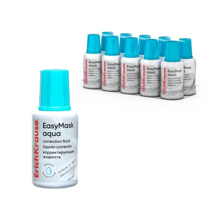 Корректирующая жидкость 20 мл, ErichKrause EasyMask Aqua, водная основа, кисть