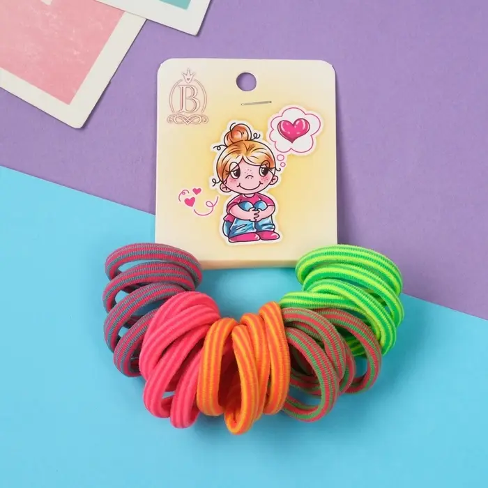 Резинка для волос "Амурные дела" (набор 20 шт) мечты, 2,5 см, полоски