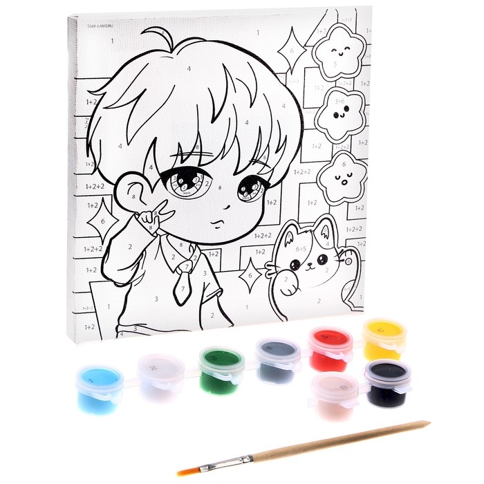 Картина по номерам для детей «Зеленоглазый красавец», 15 х 15 см