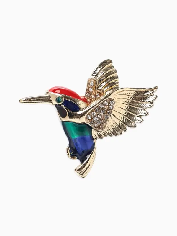 Брошь &laquo;Птица&raquo; колибри, цветная в золоте