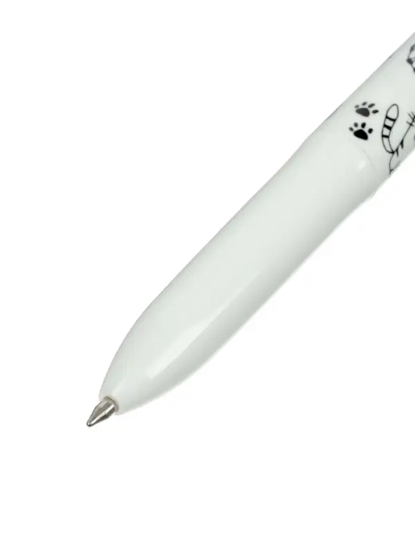Набор шариковых ручек, 3 штуки, автоматические, 4-цветные, белый корпус, с рисунком