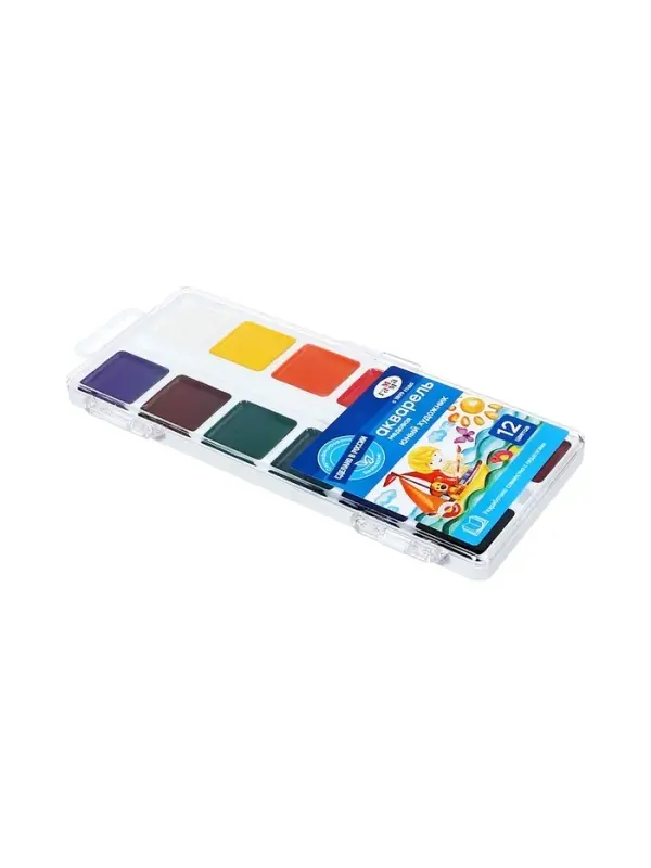 Акварель медовая &laquo;Гамма. Юный художник&raquo;, 12 цветов, без кисти, пластик