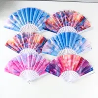 Веер пластик, текстиль "Пузырьки" МИКС 23 см Веер пластик, текстиль "Пузырьки" МИКС 23 см