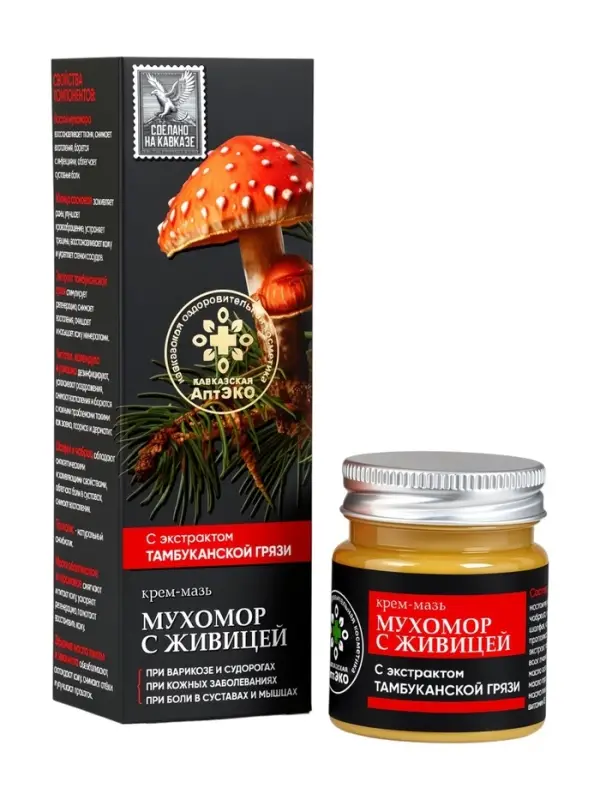 Крем-мазь мухомор с живицей &laquo;Кавказская АптЭко&raquo;, пластик, 40 мл