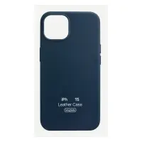 Чехол для iPhone 15 Leather Case 100% ORG (MagSafe) c LOGO Blue
